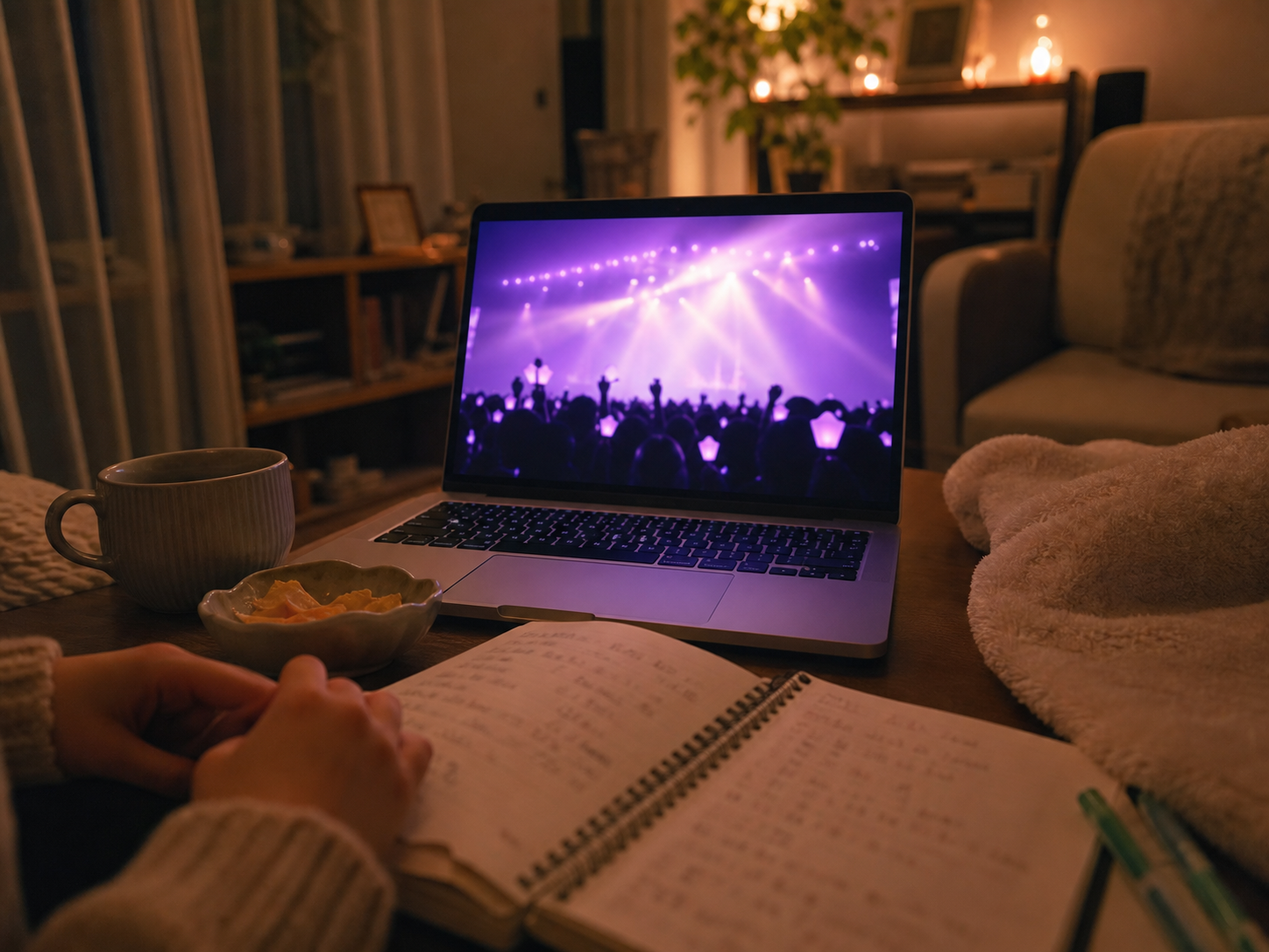推し活をきっかけに韓国語を学ぶ夜のデスク